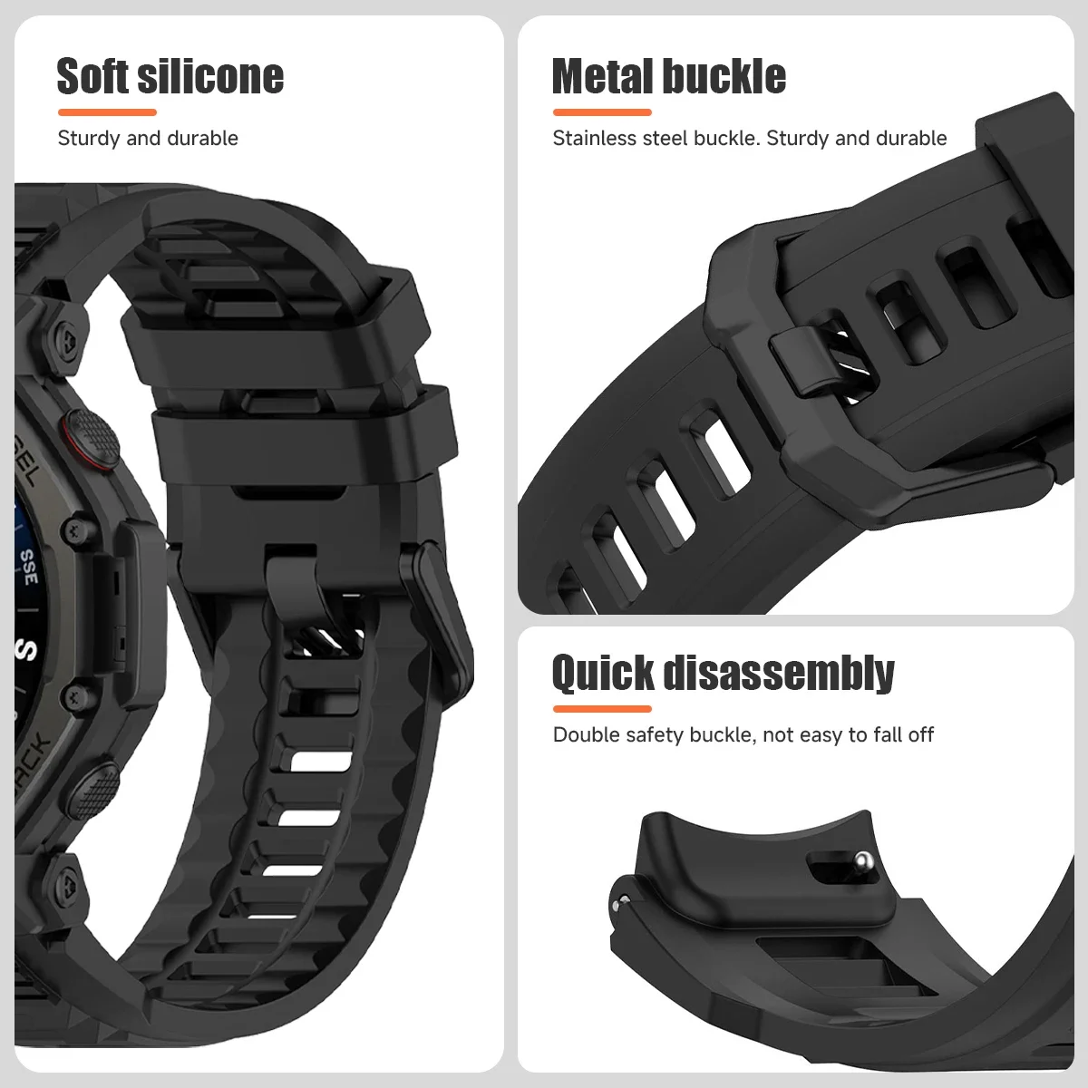 Premium Silicone Sport Strap for Smartwatch Bracelet Replacement Accessories