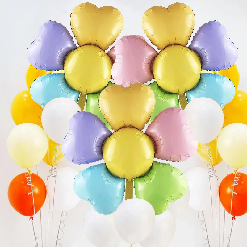 Neue Gänseblümchen Aluminium Film Ballon bunte lächelnde Gesicht Biene fünf Blütenblatt Blume Pferd Caron Sonne Blume Geburtstags feier Picknick Camping – Detail 3