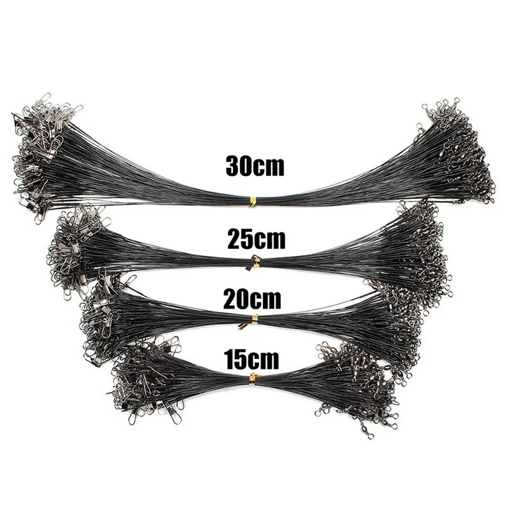 Fishing Line Fishing Tackle Fishing Leashes Anti Bite Steel Fishing Line Steel Wire Leader Swivel Fishing Accessory Lead Core Leash Wire 15cm 20cm 25cm 30cm