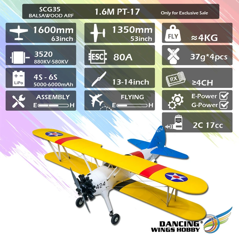 Dwhobby PT17 SCG35 aereo in legno leggero telecomandato - Main Image