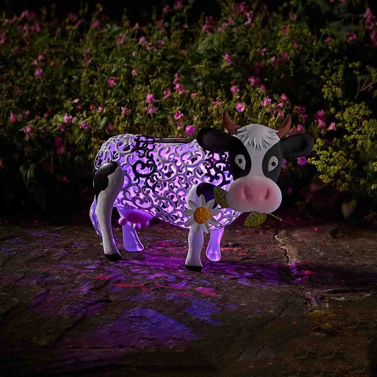 Solar Daisy Cattle Light Statue Decoration Yard Sculpture Figurine Garden Decor Christmas Led Lamp Outdoor Waterproof Iron Art led solar garden lights Solar Lamps