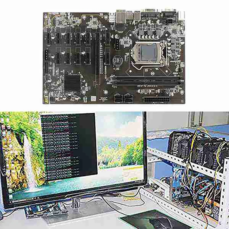 B250B BTC Mining Motherboard with G3930/G3900 CPU+8G DDR4 RAM+Fan+Switch Cable+Thermal Grease 12 PCIE Slot LGA1151 SATA3 budget pc motherboard