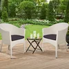 Outdoor Dining Rattan Chairs,White Wicker Chair with Soft Cushion,1 PC Rattan Weave Wicker Fallow Armchair 2