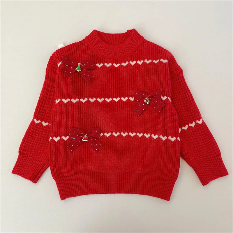 

Свитер для девочек, шерстяное пальто, детские топы, вязаные классические утепленные теплые осенне-зимние школьные пуловеры 2024, рождественский подарок для детей Clo