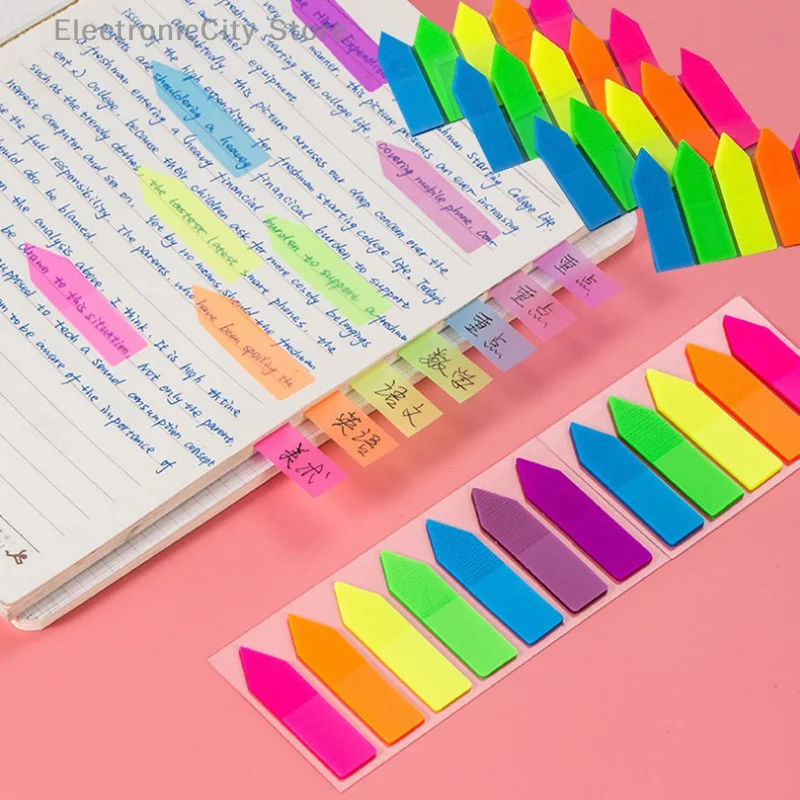 

100 Sheets Arrow Shape Fluorescent paper Self Adhesive Memo Pad Sticky Notes