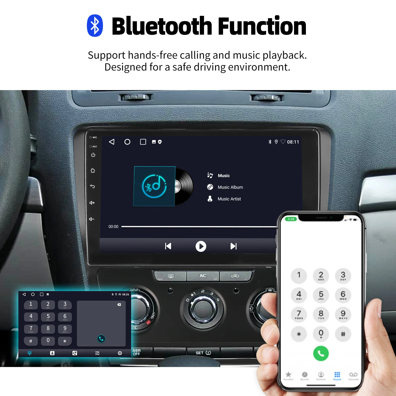 ESSGOO 10 Zoll IPS Touchscreen Android 15 Für Skoda Octavia II 1Z3 2008-2013 Autoradio Wireless Carplay Android Auto GPS Navigation WIFI Lenkradfernbedienung RDS Bluetooth FM Spiegellink Geteilter Bildschirm – Detail 11