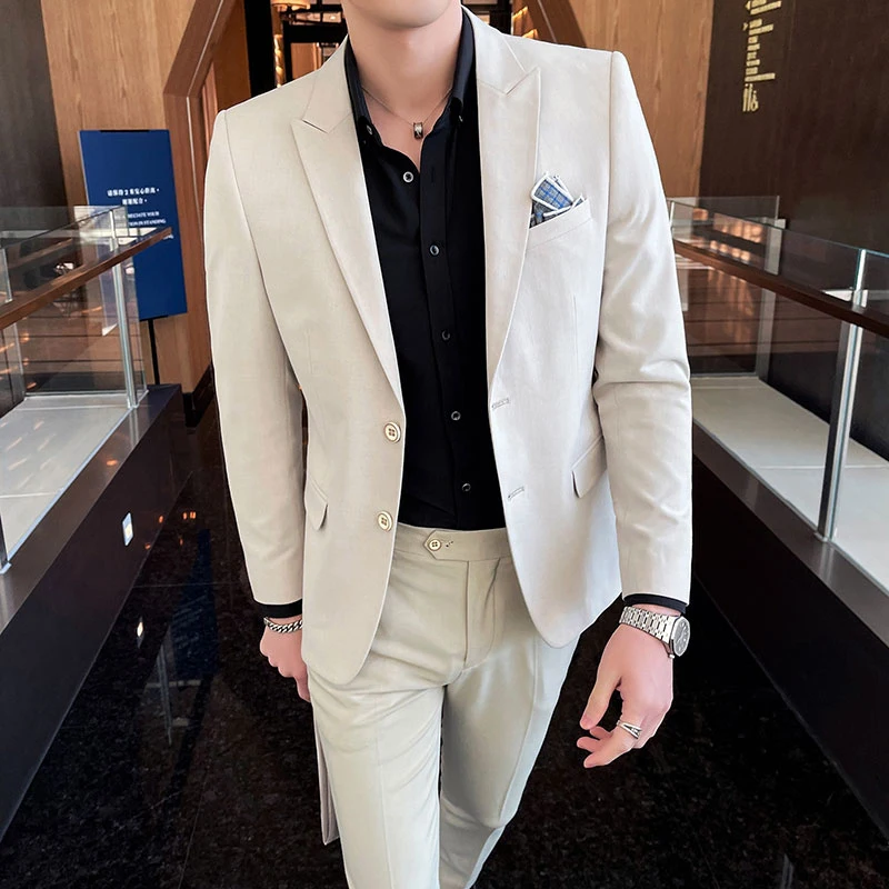 Slim Fit Three-Piece Business Suit Set High-End Korean Style Wedding Groom Party Dress Suit Vest Trousers M-4XL formal suit business men clothing