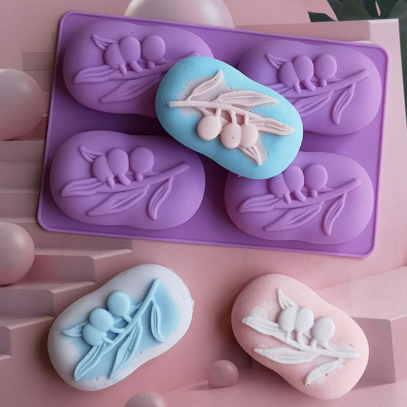 Oval Olive Tree Silicone Soap Mold 4 Cavities silicone soap molds