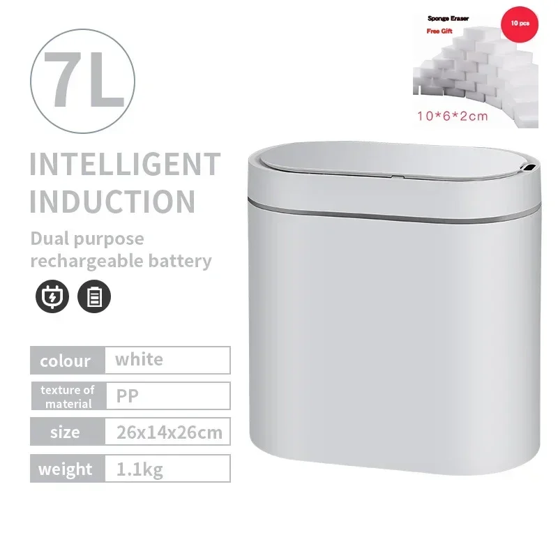 Funest Motion Sensor Trash Can - 3.5 Gallon Rechargeable, Automatic Lid, IPX5 Waterproof For Bathroom - View #7