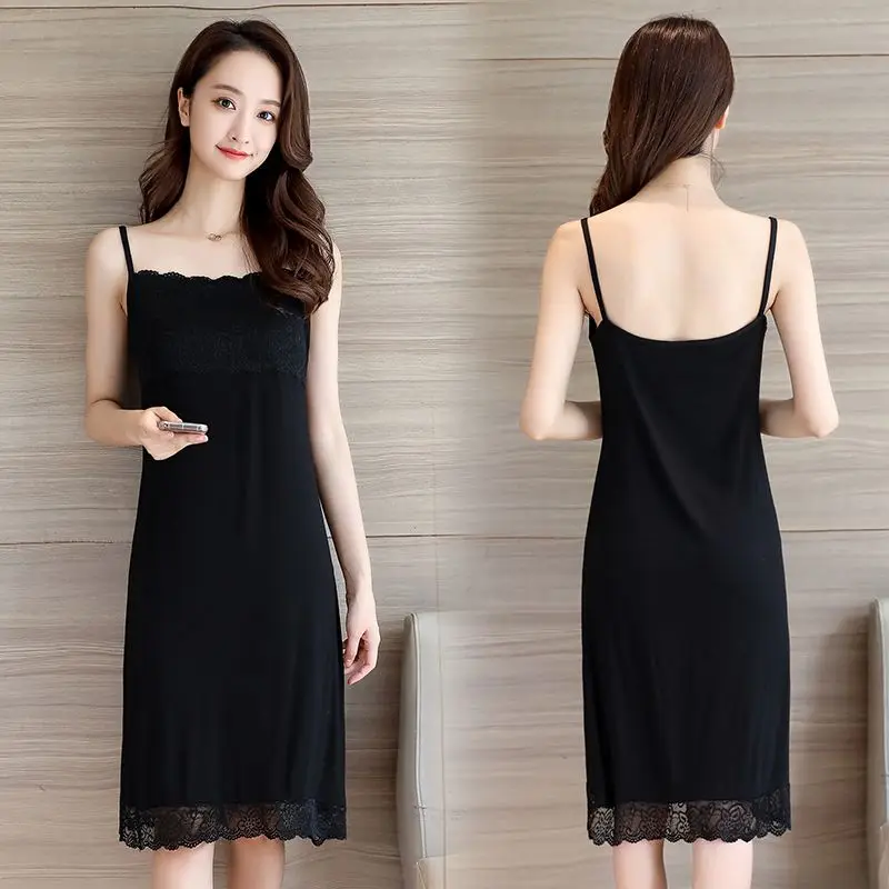 Sexy Slip Bottom Dress MIDI Style Sundress Cultivate One's Moral Integrity Lace Can Be Worn Outside Frock Girl Summertime