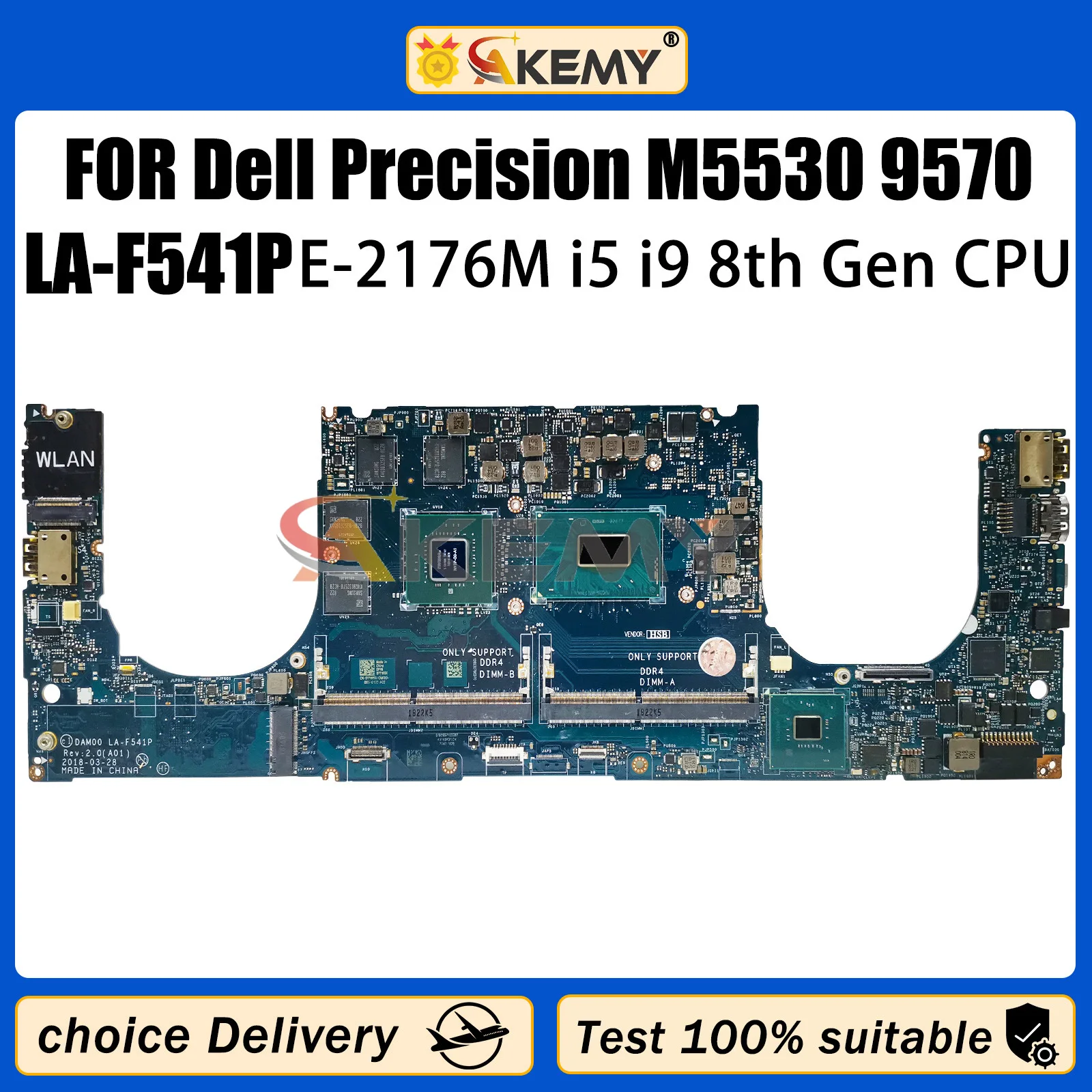 

Материнская плата AKEMY для ноутбука Dell Precision M5530, 9570 дюймов, стандартная материнская плата для ЦП определённого поколения, 0KMYJT 09CHJ6 0YYW9X