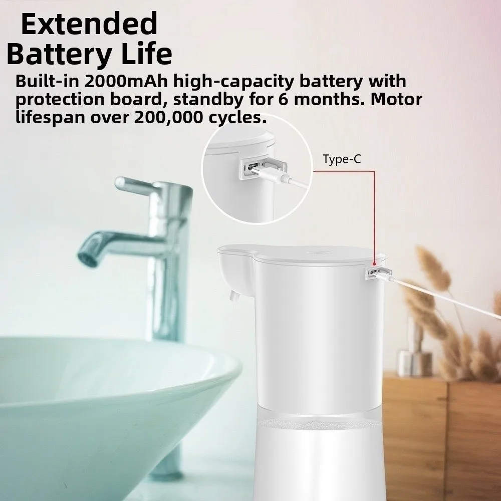 650ML Automatic Induction Hand Washer Foam /Gel Technology USB Charging Smart Liquid Soap Dispenser Adjustable Dispensing
