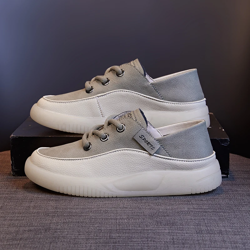 women's white thick soled sneakers 2026 spring summer genuine leather casual trend loafers for girls students plus size 35 43 Women's White Thick-Soled Sneakers 2026 Spring Summer Genuine Leather Casual Trend Loafers for Girls Students Plus Size 35-43 5