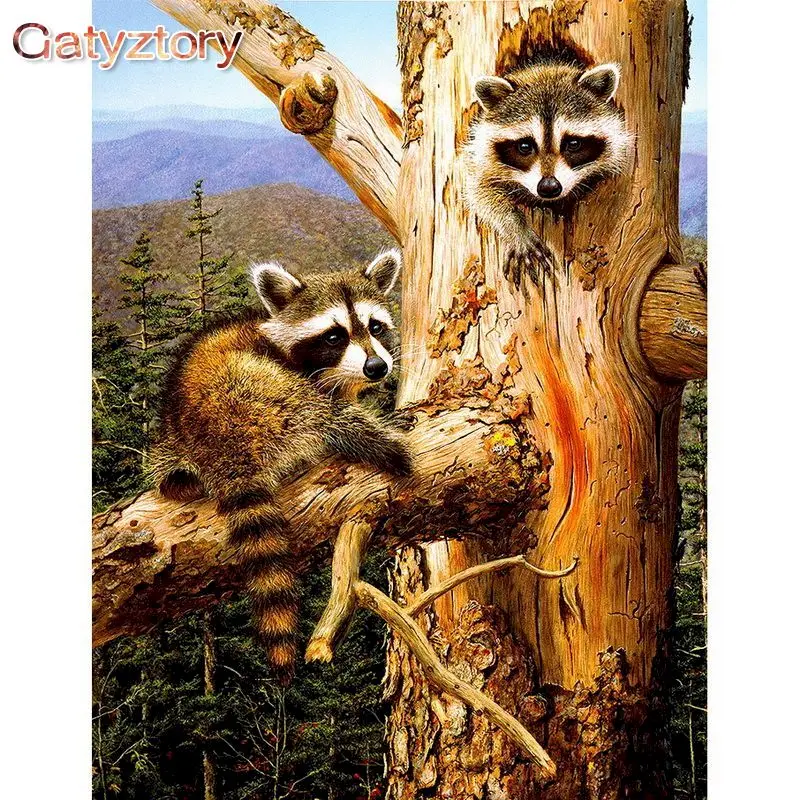 

GATYZTORY 60x75cm Painting by numbers Acrylic paints Picture Drawing Cat Animals DIY Drawing by numbers For adults Home Decor