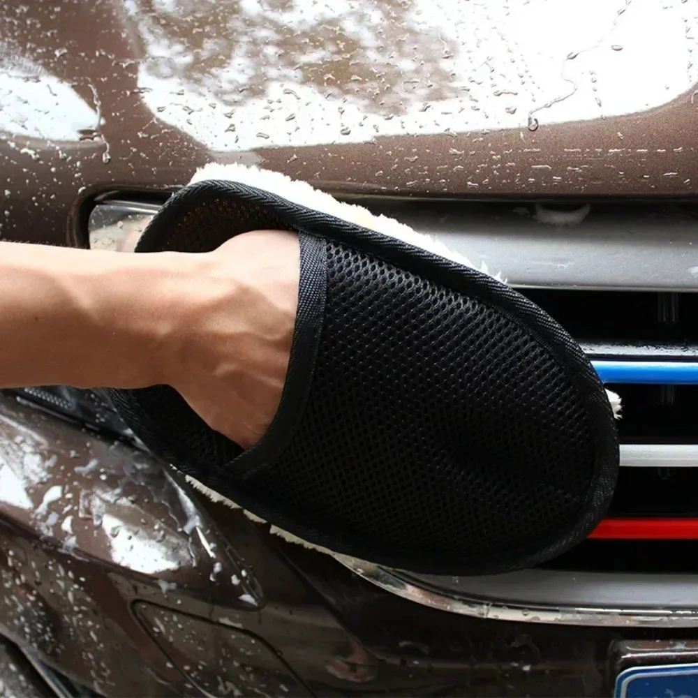 Wool Soft Car Washing Gloves Cleaning Brush Auto Motorcycle Paint Protection Wash Tools Accessories