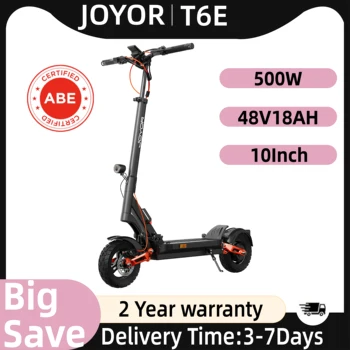 Monopattino Elettrico JOYOR T6E per Adulti, Motore 500W, Batteria 48V18AH, E-Scooter da Montagna, Pneumatici Fuoristrada da 10 Pollici, Pieghevole