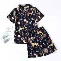 summer new women's pajamas thin section short-sleeved shorts large floral print pajamas home service ladies pajamas for women - Image 3