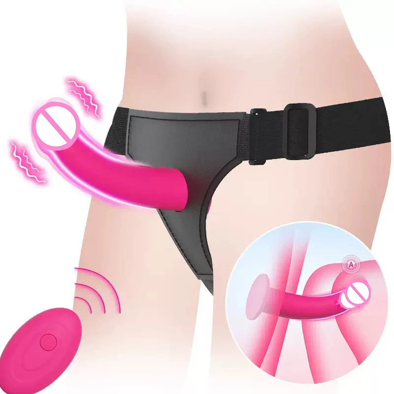 Strap-On Vibrating Dildo Adjustable Harness Vibrator with 10 Vibration Modes Wearable Harness Sex Toy for Female Couple Lesbians