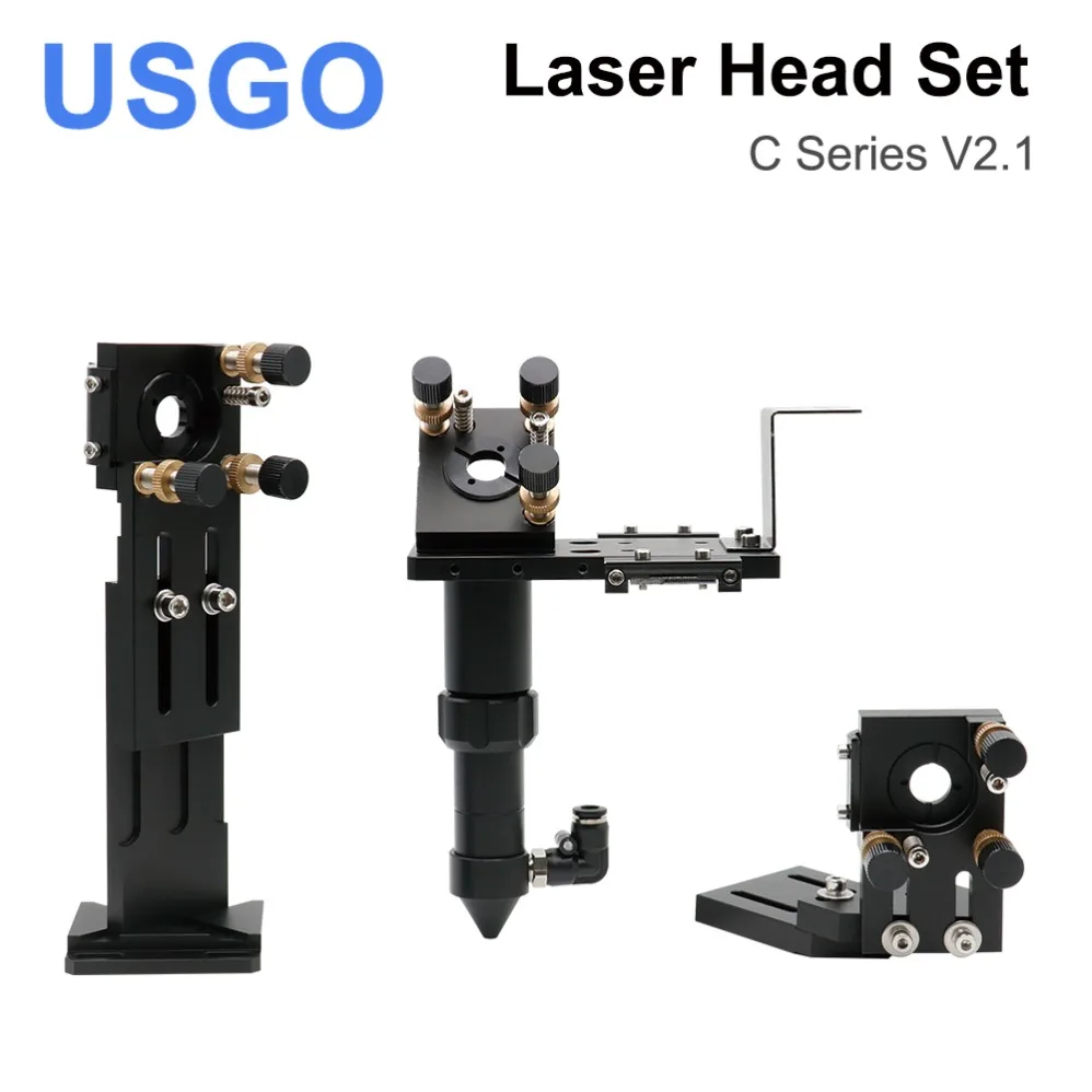 

C Series CO2 Laser Head Set Lens Integrative Mount Dia25 Mirror D18 FL38.1 D20FL50.8/63.5/101.6mm for Laser Cutting