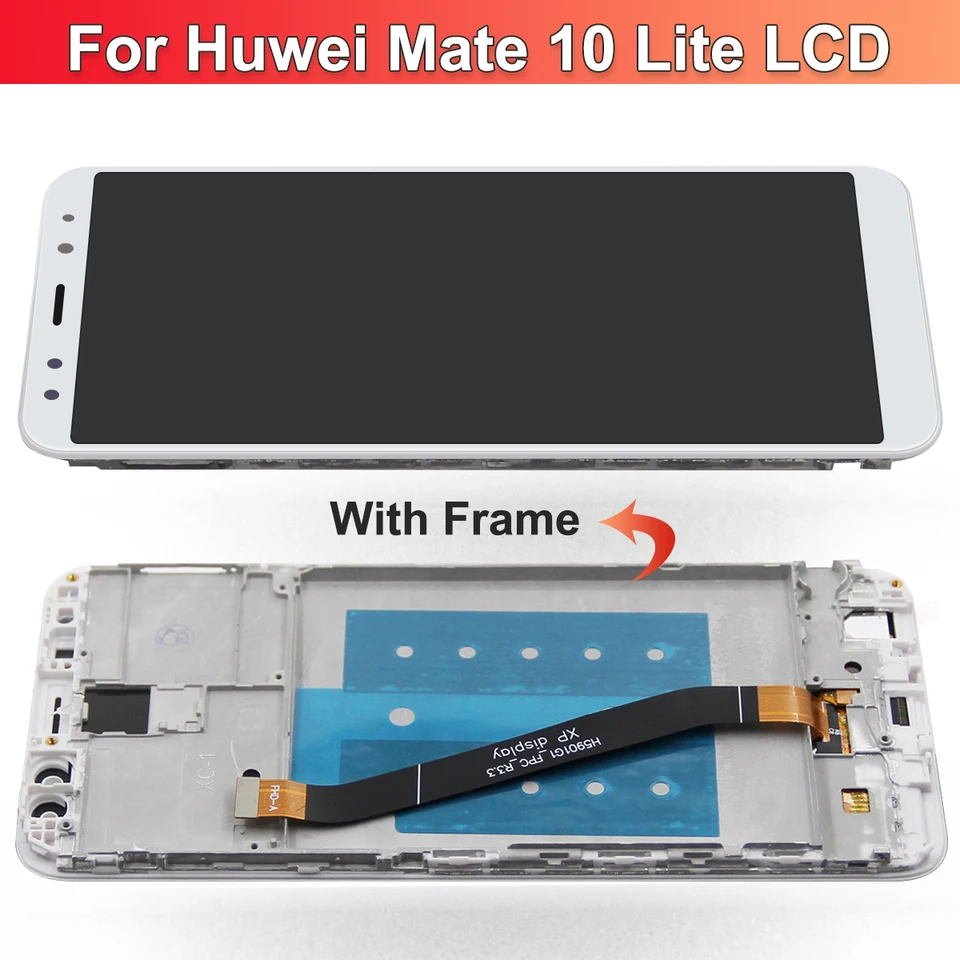 Ricambio Schermo Completo Con Frame Huawei Display Touch LCD Con Frame Completo Per Huawei Mate 10 Lite / Nova 2i RNE-L01/L21, Colore Bianco Touch Screen Vetro Display Frame Bianco