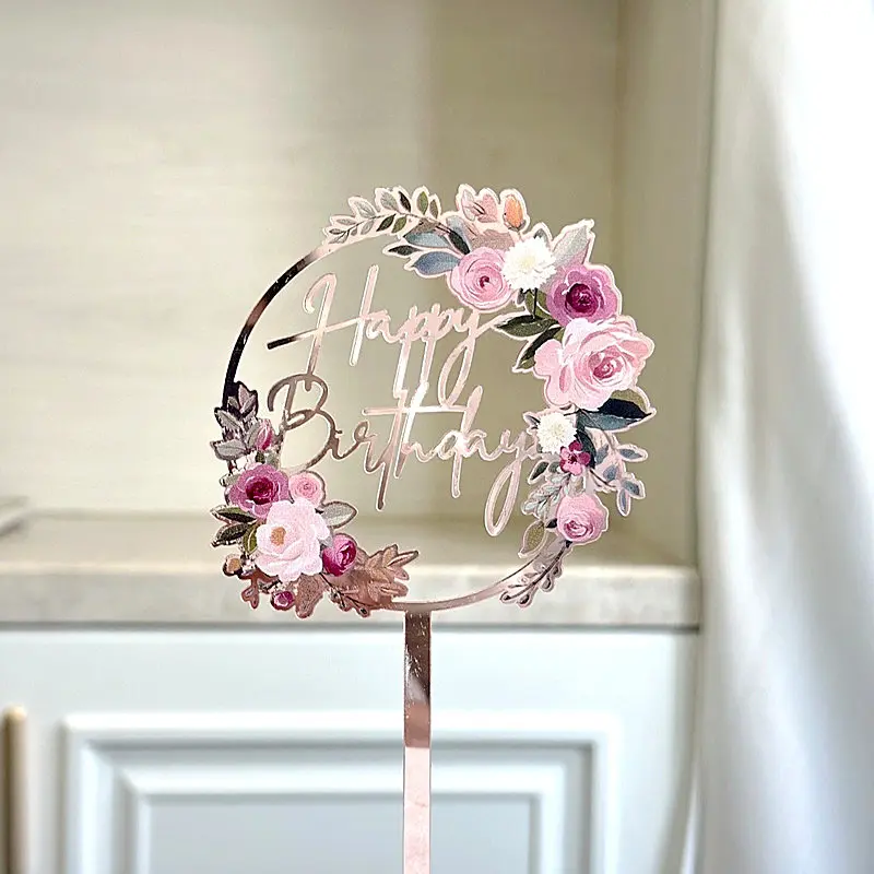 Ocean Wind Happy Birthday Cake Topper Gold Bunter Acryl-Kuchenaufsatz für Kinderpartys Dessert-Dekoration Babyparty-Geschenkzubehör – Detail 6