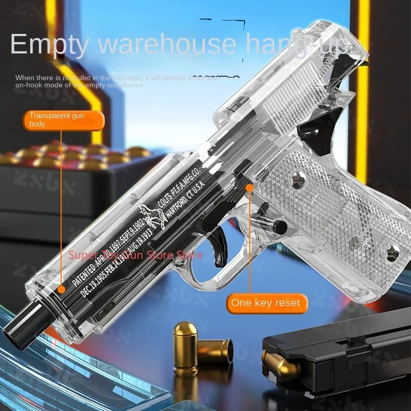 M1911 Colt Toy Gunman Gun, Soft Bullet Shell, Catapult Blaster, Manual Air Gun Launcher, Boys Shooting Game 14+y 6