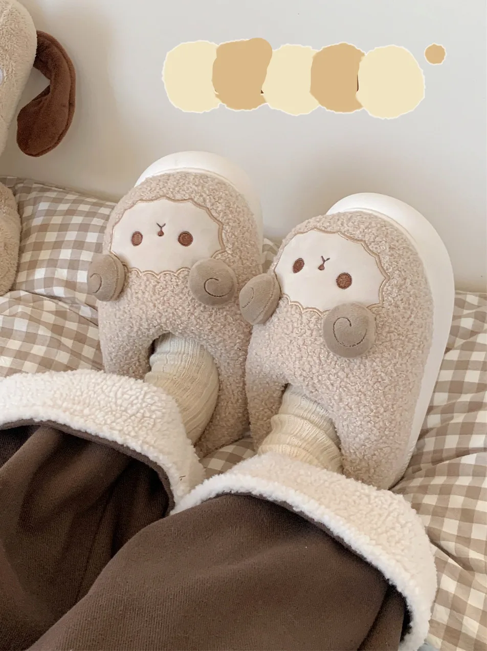 Man Women Slippers Household Warm Non Slip Boys' Girls' Baby Slipper Shoes Women's Winter Cute Sheep Parent Child Home Slippers