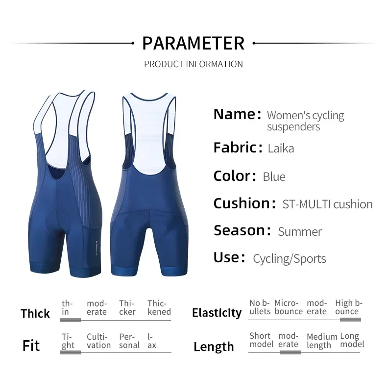 X-TIGER Damen Pro Radsport-Trägerhose, Sommer, Laika, atmungsaktiv, hochelastisch, ST-MULTI Buffer, MTB, Rennrad-Shorts – Detail 4