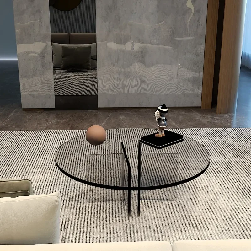 

Nordic Minimalist Acrylic Coffee Table Accent Round Coffee Table Mobiles Mid Century Modern Basse Livingroom Furniture Sets