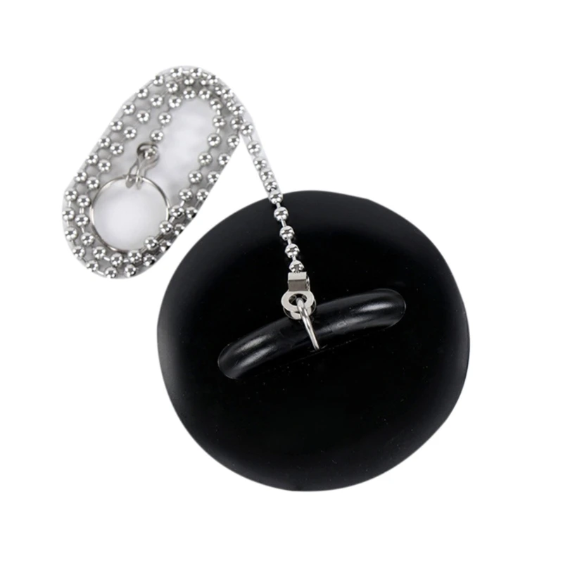 

Bathroom Sink Bathtub Drain Stopper with Chain Rubber Bath Plug Leakproof