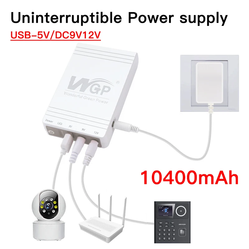 10400mAh Mini UPS Portable Uninterruptible Power Supply DC 9V 12V output Battery Backup Wifi Router Modem Optical Phone Switch