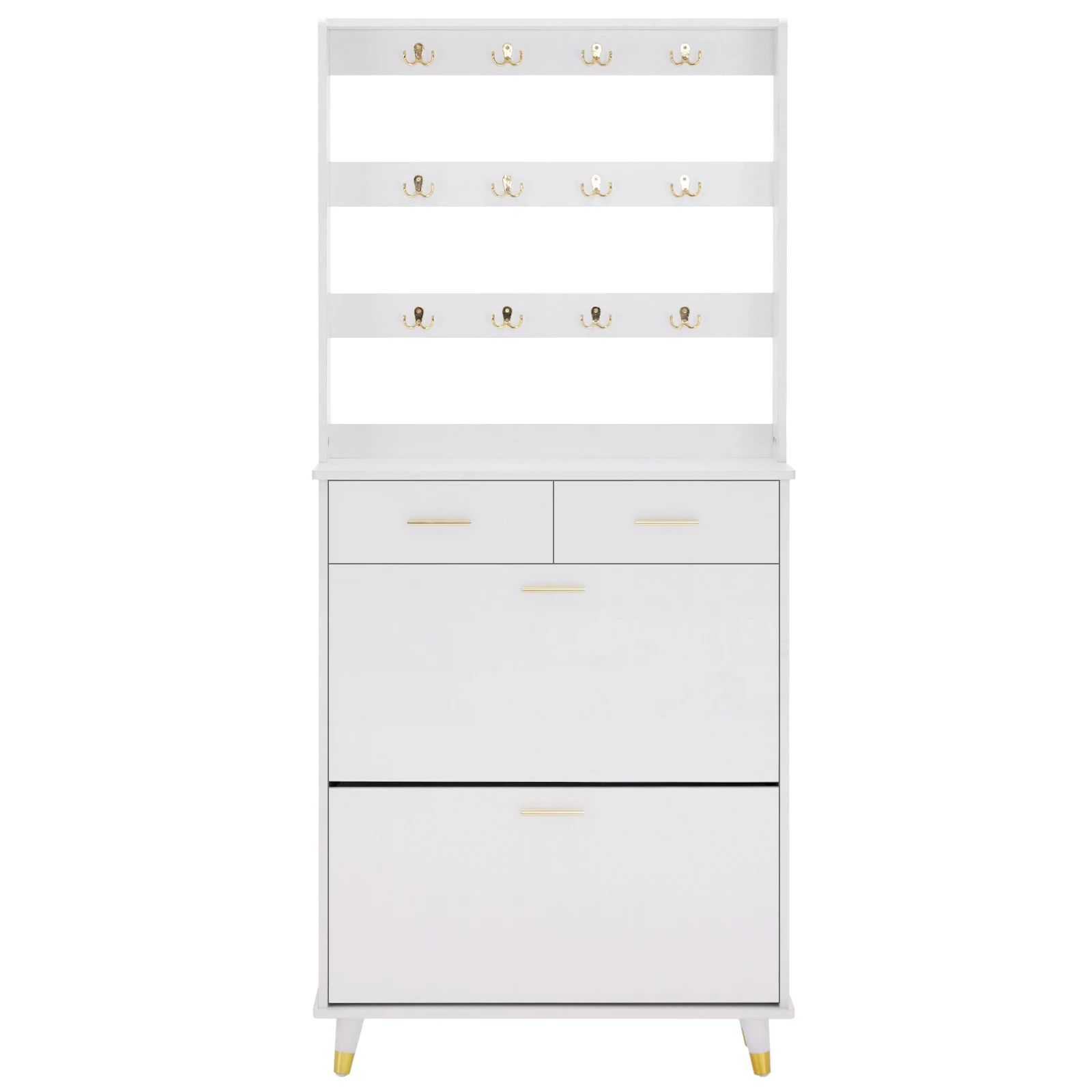 Entryway Bedroom Armoire,Shoe Cabinet,Wardrobe Armoire Closet, Drawers and Shelves, Handles, Hanging Rod, white
