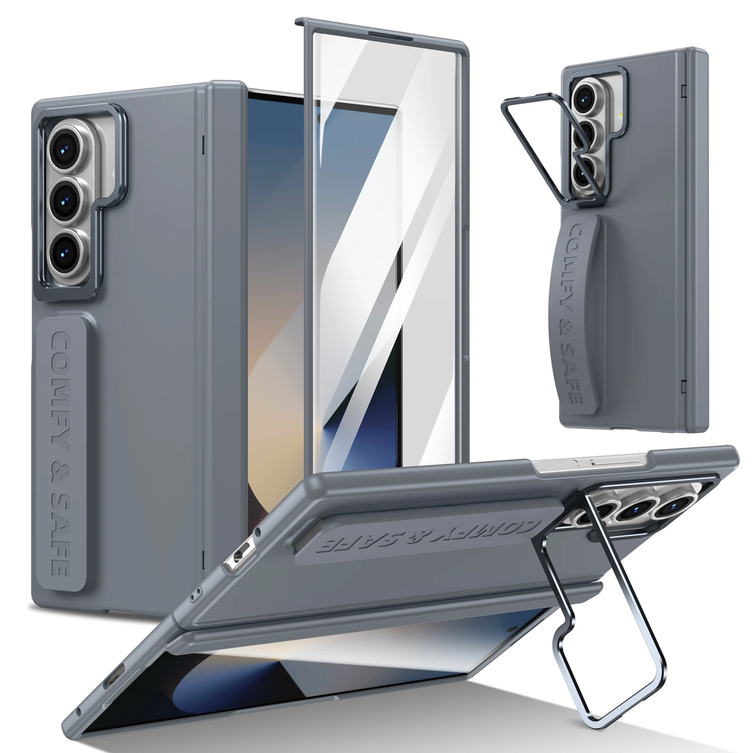 360°Shock Absorption fall Prevention Case for Samsung Galaxy Z Fold 7 6 5 4 3 Wristband Camera Bracket Cover + Screen Protector | Gaffar India
