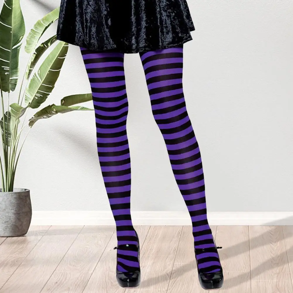 Striped Pantyhose Colorblock High Waist Christmas Pantyhose Long Socks Set for Retro Cosplay Mini Dress Bright Anti-slip Skinny