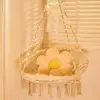 Macrame Hanging Chair with LED Lights Indoor Outdoor Swing Chair Decorative Hammock Relaxation Cradle Garden Home Patio 2