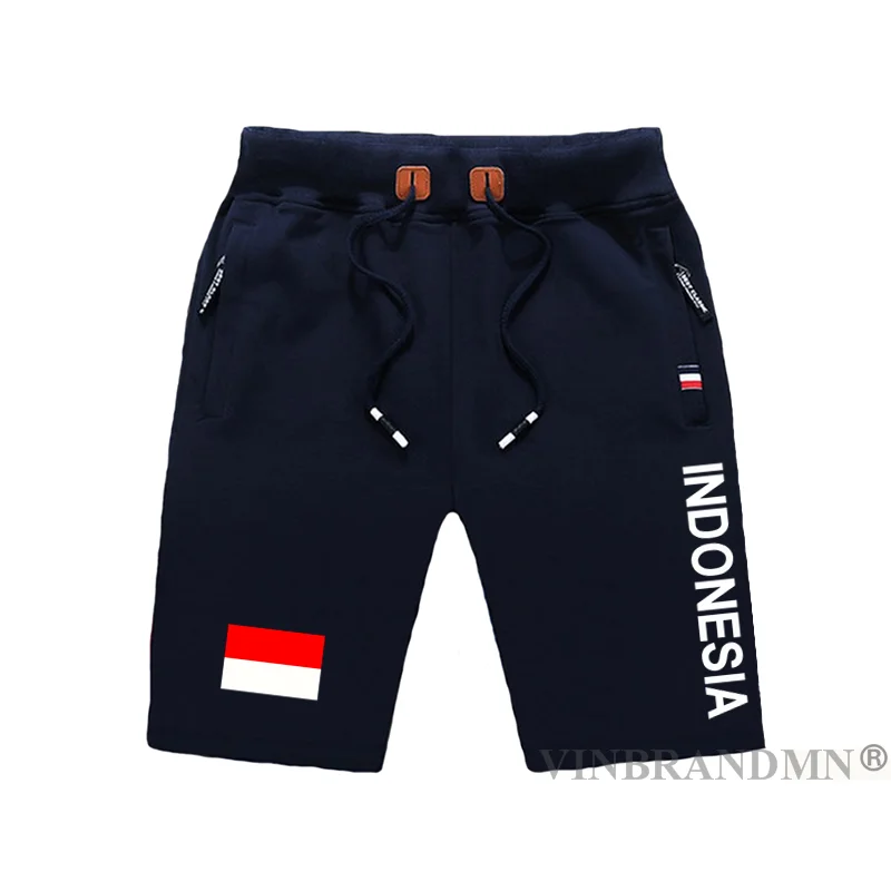 

Indonesia Indonesian mens shorts beach new men's board shorts flag workout zipper pocket sweat bodybuilding 2022 cotton IDN ID