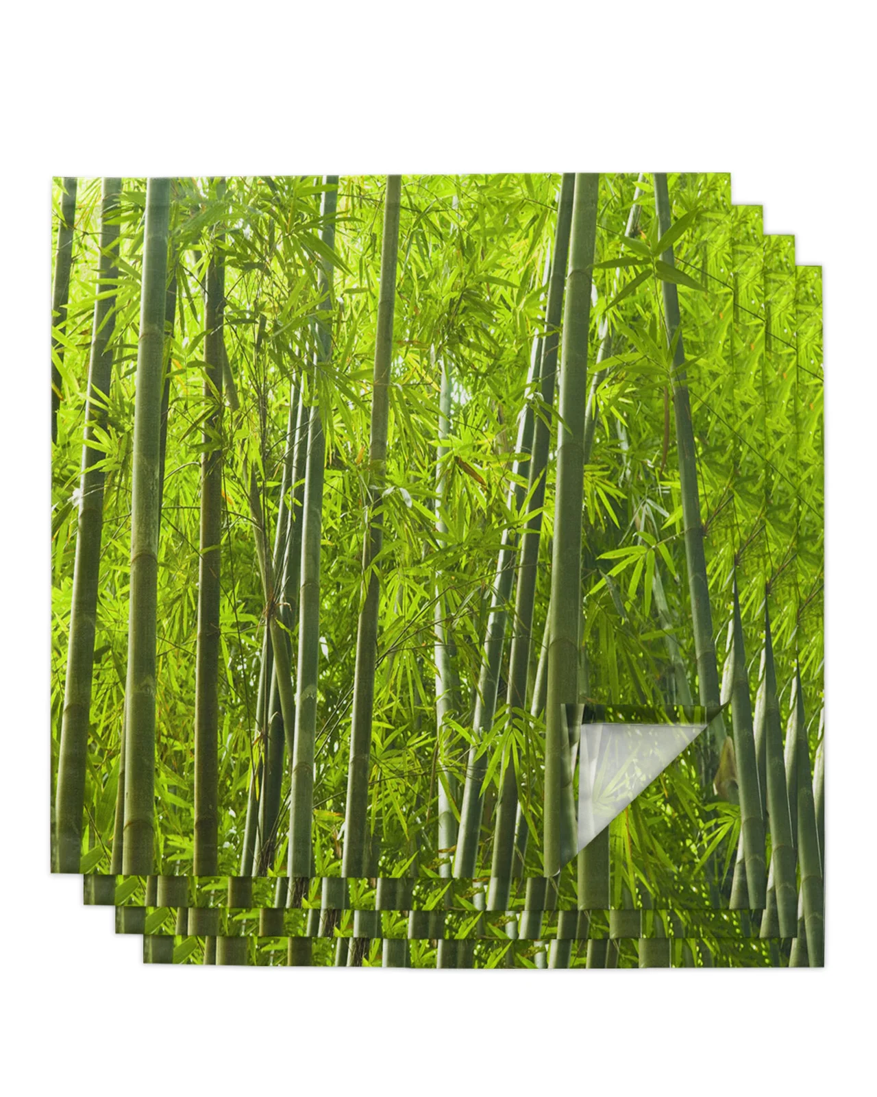 4/6/8pcs Green Bamboo Forest Napkins Cloth Set Wedding Party Table Decoration Dinner Napkins