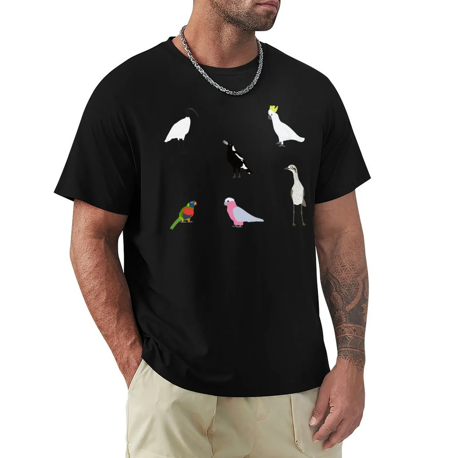 

Birds of Australia Pattern - Black T-shirt quick drying anime new edition mens graphic t-shirts funny