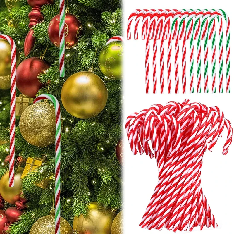 

10/20Pcs Christmas Candy Cane Pendant DIY Acrylic Lollipop Cane Xmas Tree Hanging Ornaments for Home New Year Decor Kids Gifts