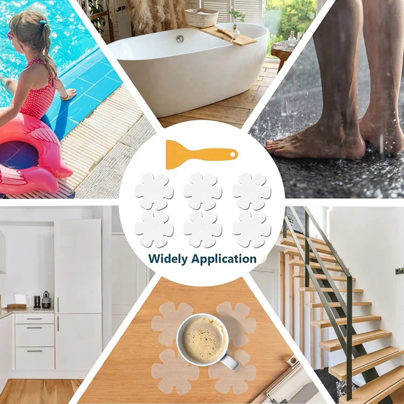 AB15-Non-Slip Bathtub Stickers,24 PCS Anti Slip Shower Grip Stickers Adhesive Decals With Scraper For Bath Tub,Bathroom Floor
