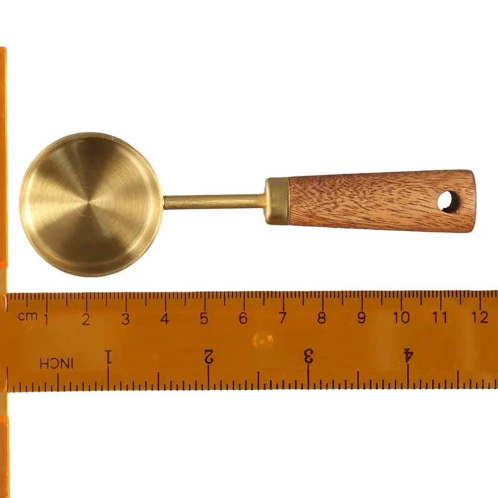 Kitchen Measuring Spoons 10ml Wooden Handle Stainless Steel Measuring Spoon Set
