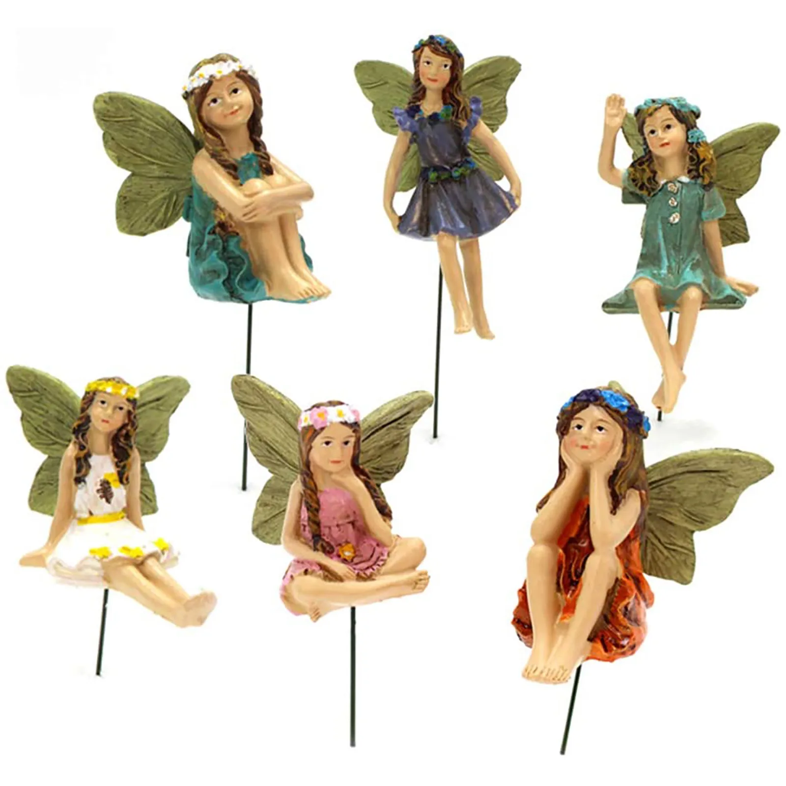 6pcs Fairies Miniature Figurines Accessories For Garden Decor, Fairy-Ornament