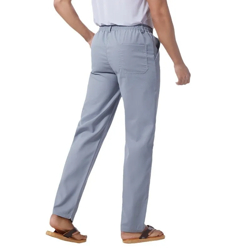 Mens Linen Straight Pants Autumn Spring Workwear