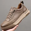 Male Flats New Mens Leather Casual Shoes Men Outdoor Non-Slip Men's Sneakers Soft-Sole Rubber Man Breathable Trendy Skate Shoes 1
