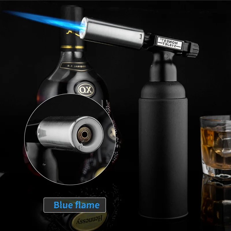 

Кухонная струйная Зажигалка высокой емкости, турбо уличная газовая ветрозащитная Бутановая Зажигалка для сигар с двойным пламенем, барбекю, 1800 с