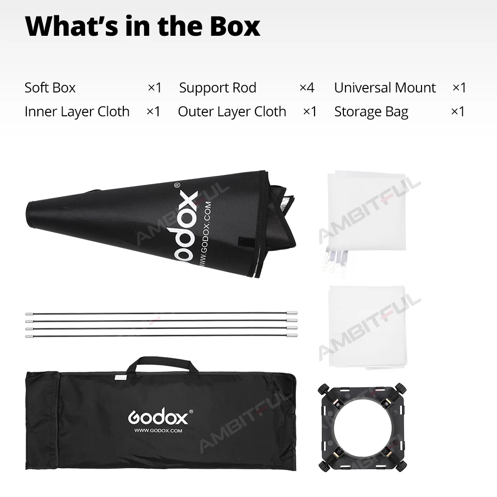 Godox 50x70cm 60x60cm 60x90cm 80cm Photo Studio Softbox Soft Box with Universal Mount for Godox K-150A K-180A E250 E300 300SDI Photography Softbox