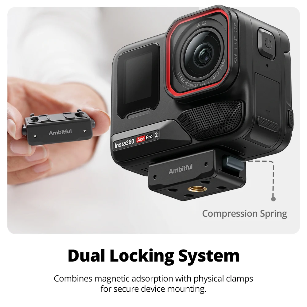 AMBITFUL IA01 마그네틱 퀵 릴리즈 어댑터 삼각대 어댑터 1/4 ARRI 역방향 방지 GoPro Insta 360 Ace Pro2 액션 카메라용