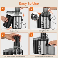 Sejoy Presse-agrumes compact pour fruits, machine d'extraction de jus, fonctionnalités de sécurité multiples, vitesse d'extraction centrifuge réglable 6