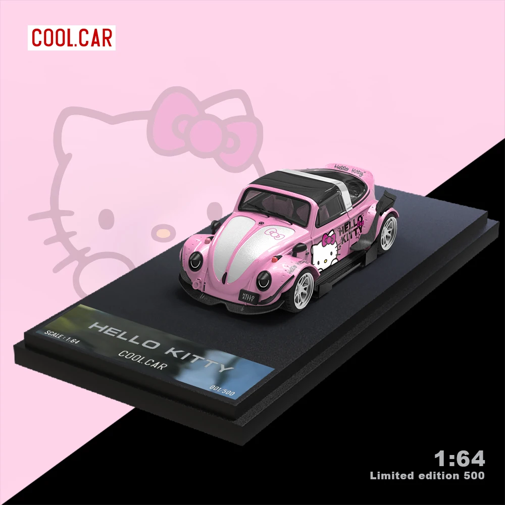 

TIMEMICRO&CoolCar 1/64 Volkswagen Beetle kitty car painted classic car simulation alloy car model