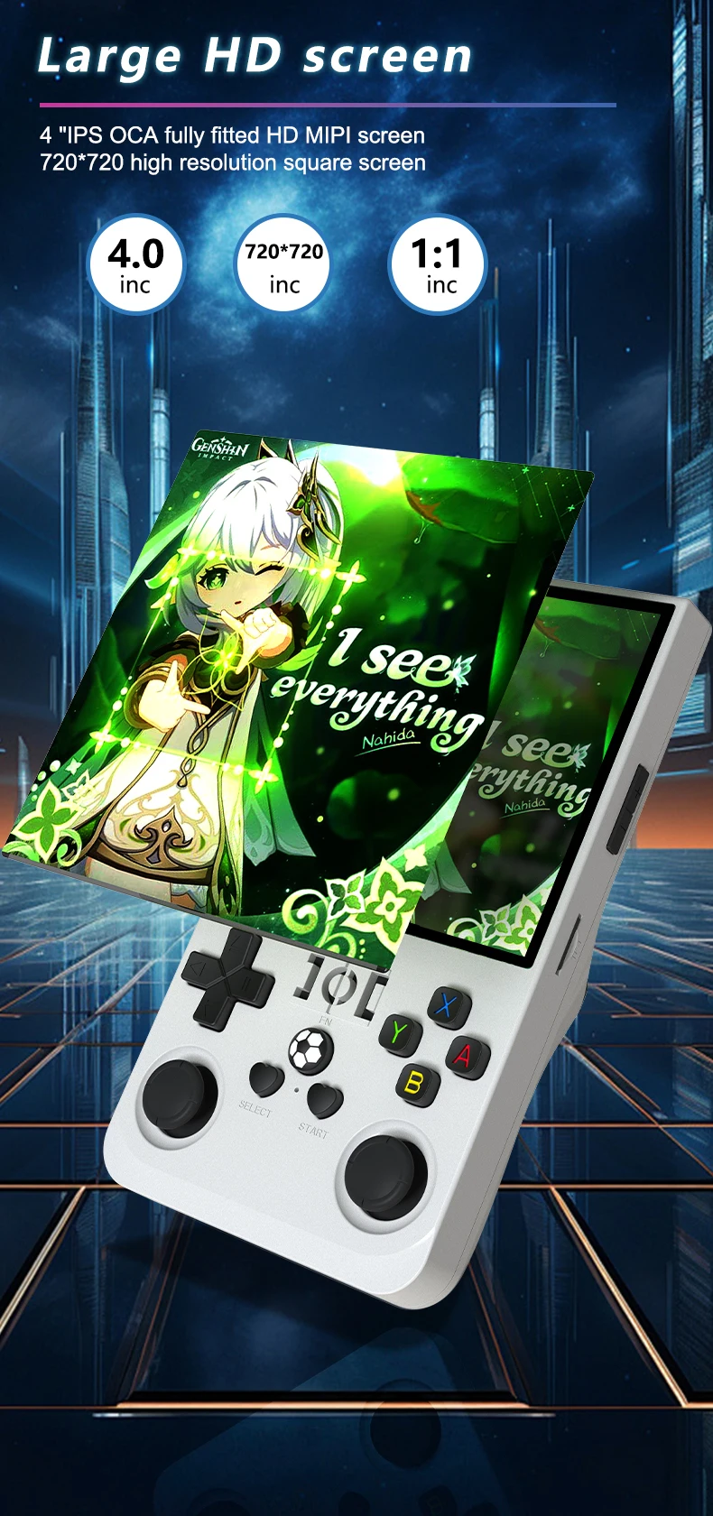 R36MAX Retro-Handheld-Spielkonsole, 4-Zoll-Großbildschirm, tragbarer Taschen-Videoplayer, über 1000 Spiele, Linux-System_voghion.com